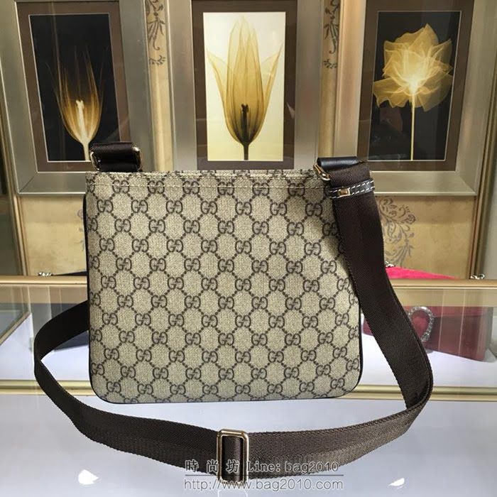 GUCCI 古馳男包 新款 201538 棕色高級人造革 男士 單肩斜挎包